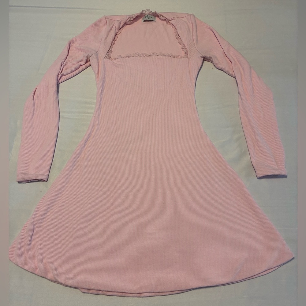 Oh Polly Soft Pink Long Sleeve Dress